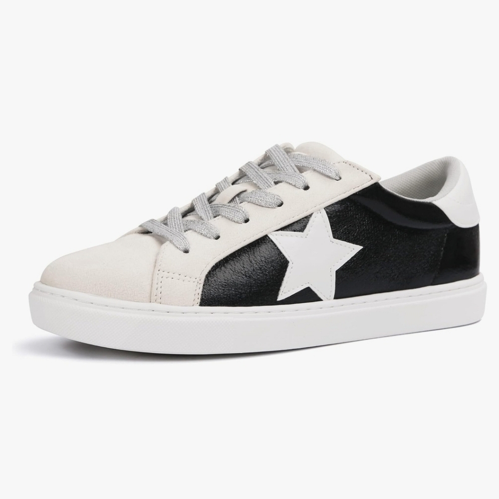 Star Low Top Black Sneakers White Sole Women's Size 8 - Picture 8 of 16